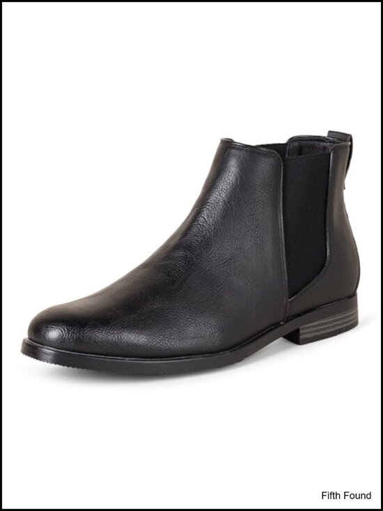 Faux Leather Chelsea Ankle Boots, Slip On Boots with Elastic Gussets